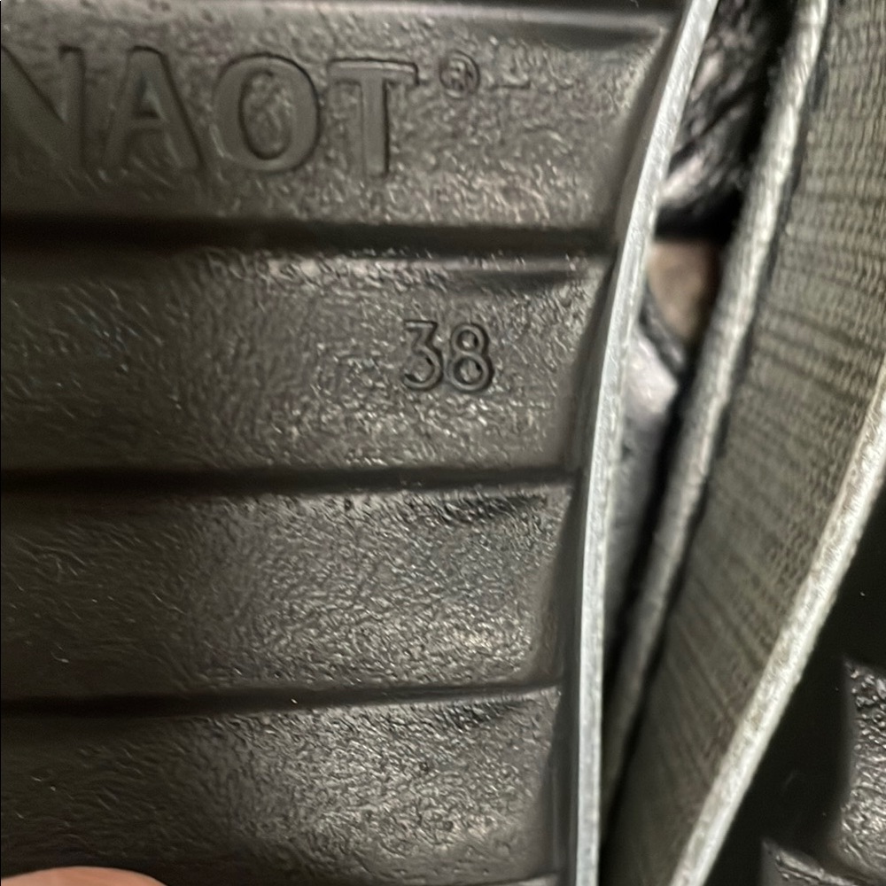 Naot Black Leather wedge Slide Sandals - Picture 10 of 10
